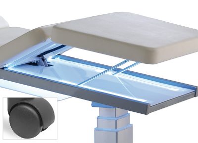Transportrollen und LED-Beleuchtung Therapieliege Ausstattung Seitengitter und Rollen